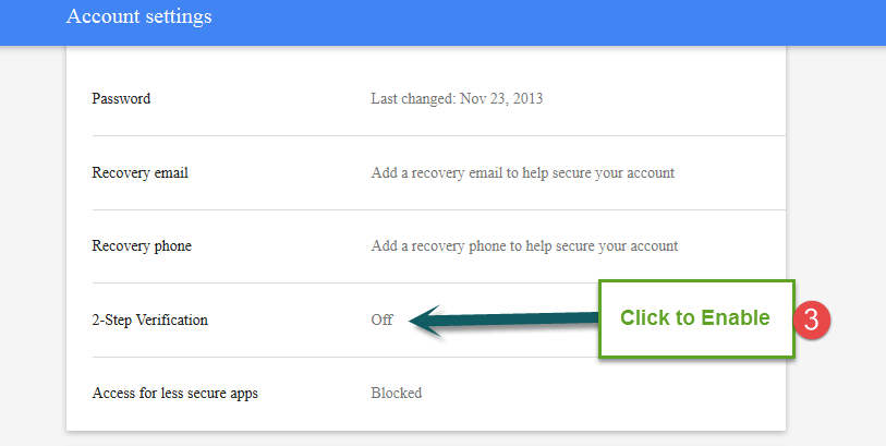 gmail two step verification 2